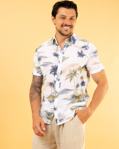 Chemise palmiers lin