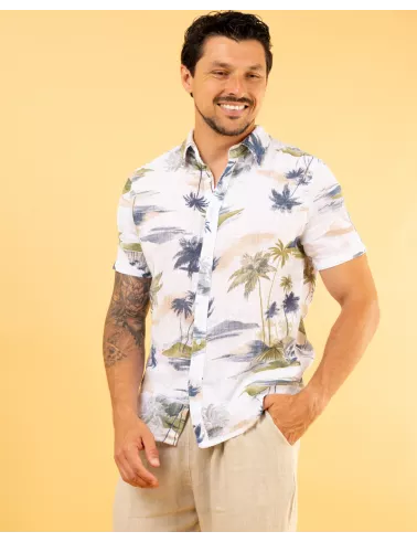 Chemise palmiers lin