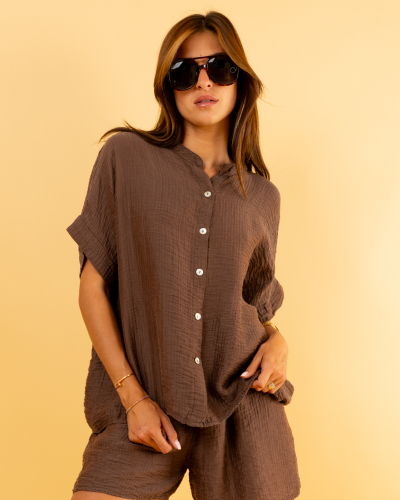 Blouse oversize boutons