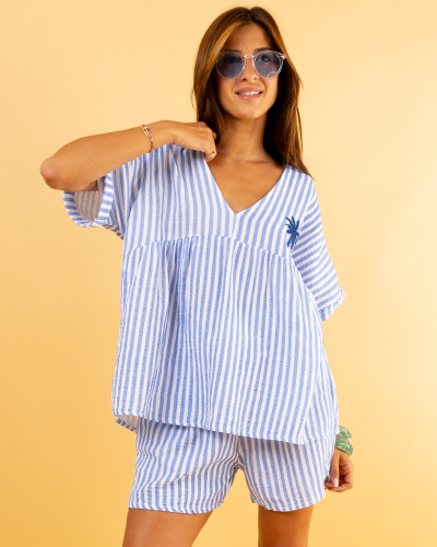 Blouse palmier rayée