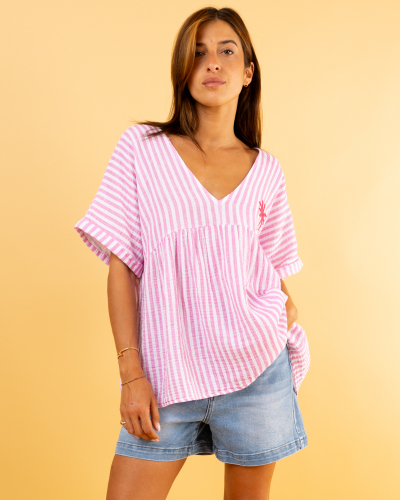 Blouse palmier rayée