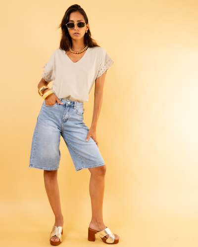 T-Shirt manches brodées