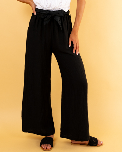 Pantalon ceinture brodée