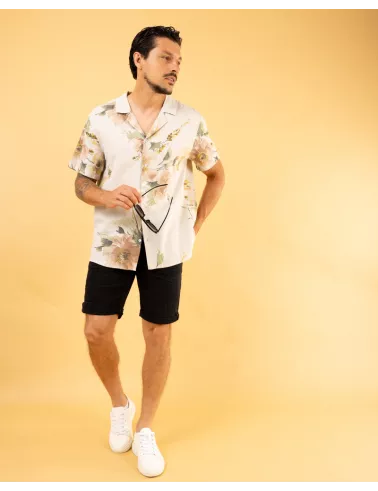Chemise lin fleurs