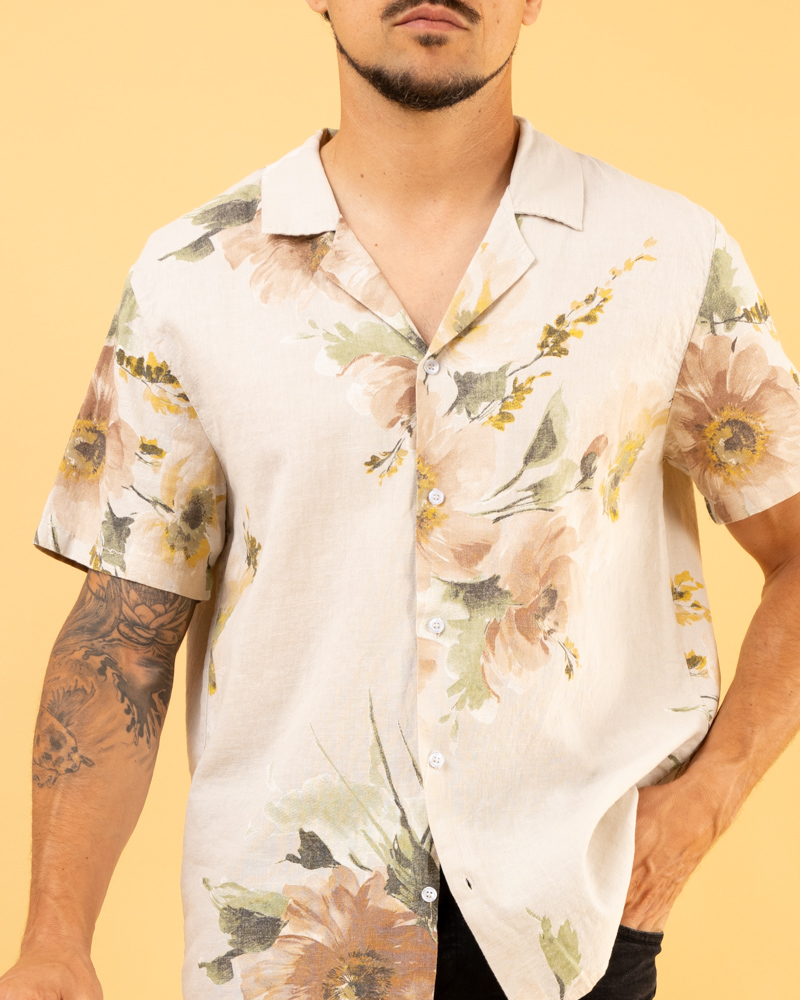 Chemise lin fleurs