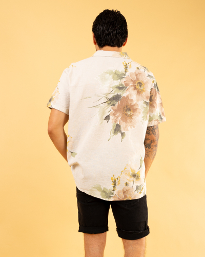 Chemise lin fleurs