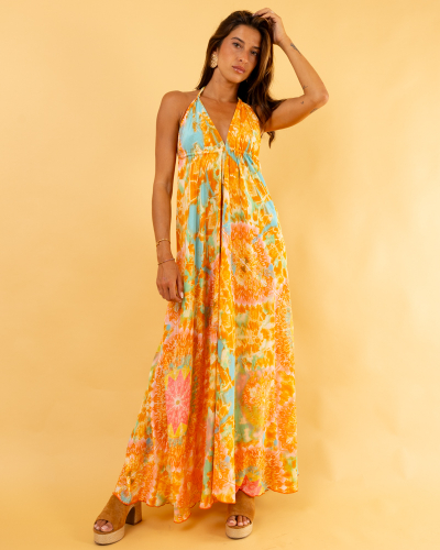 Robe imprimée dos nu