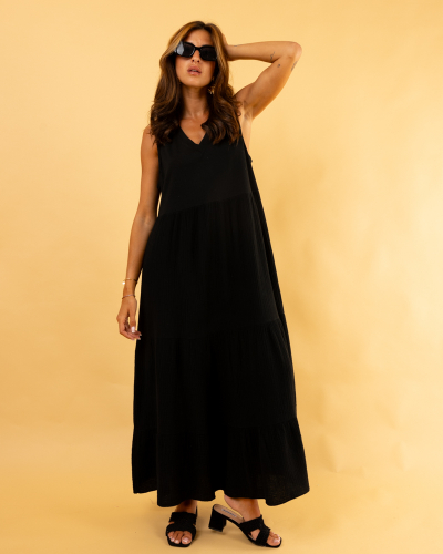 Robe gaze de coton bi-matière