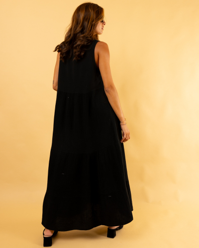 Robe gaze de coton bi-matière