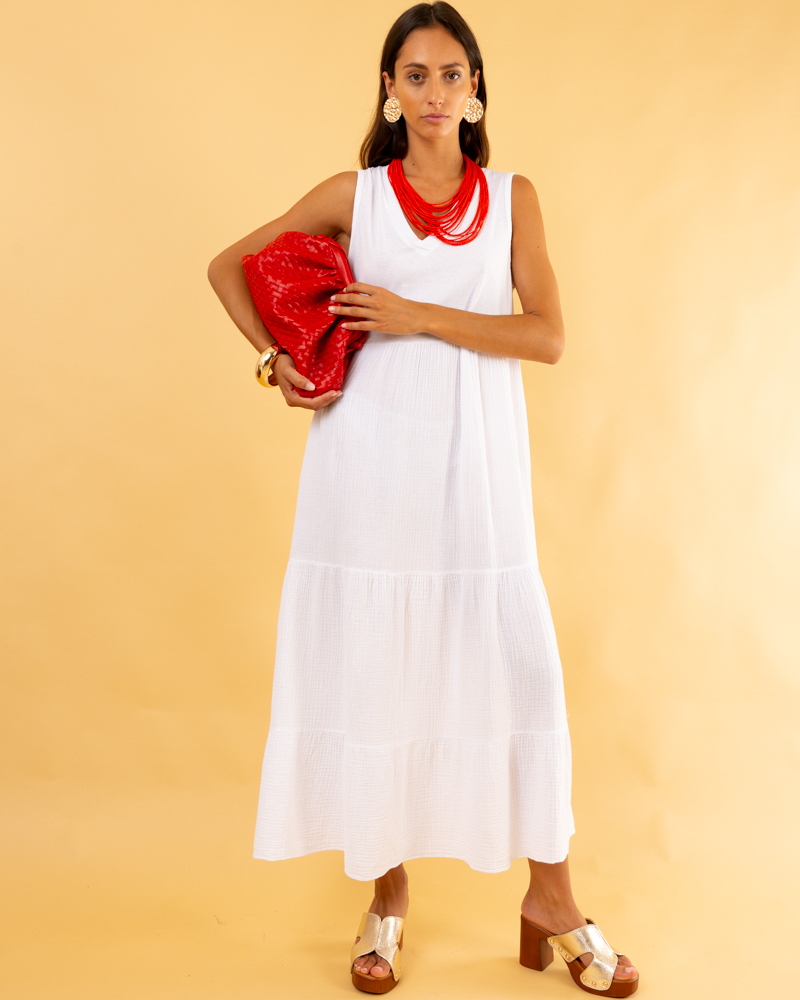 Robe gaze de coton bi-matière