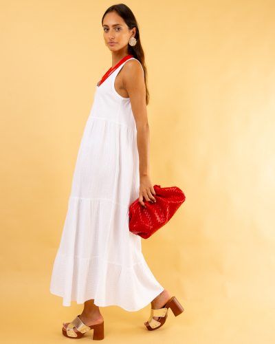 Robe gaze de coton bi-matière