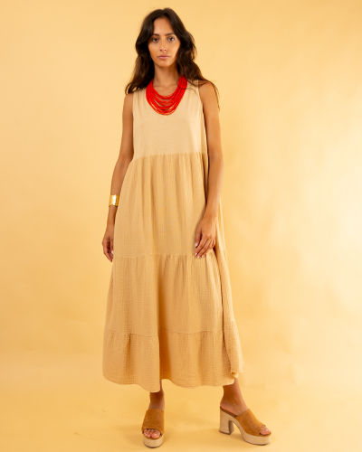 Robe gaze de coton bi-matière