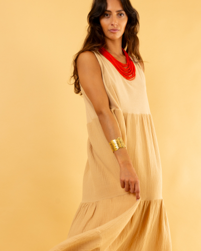 Robe gaze de coton bi-matière