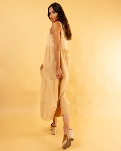 Robe gaze de coton bi-matière
