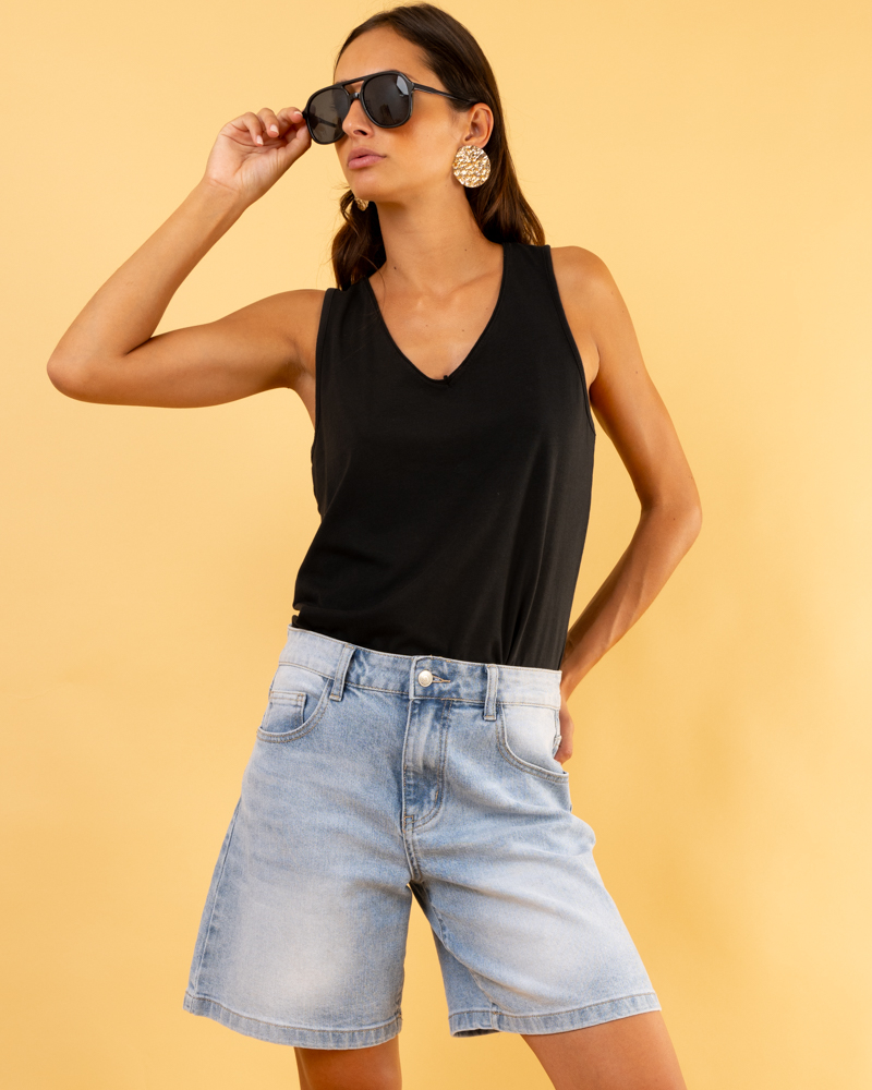 Débardeur coton col en v