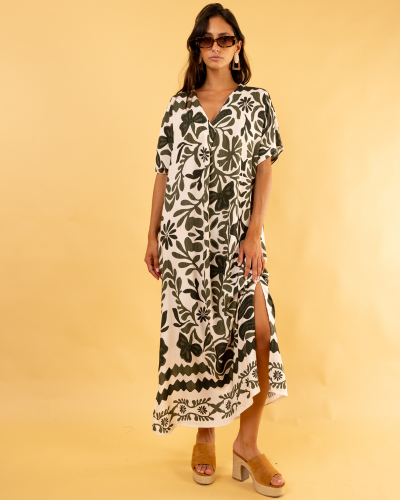 Robe imprimée kaki