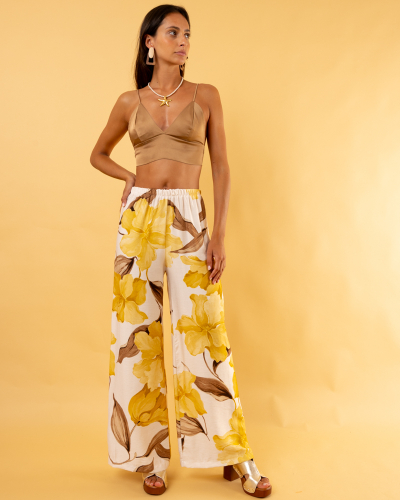 Pantalon imprimé jaune