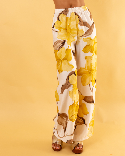 Pantalon imprimé jaune