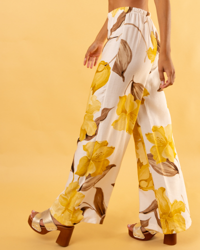 Pantalon imprimé jaune