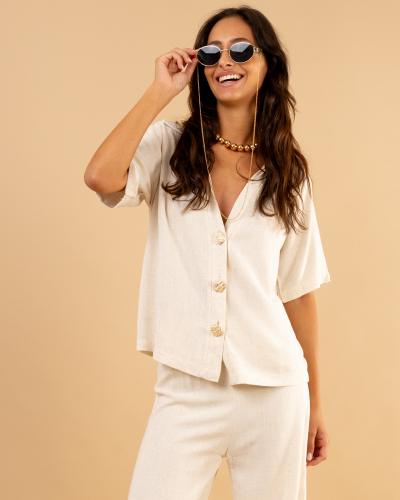 Chemise boutons dorés