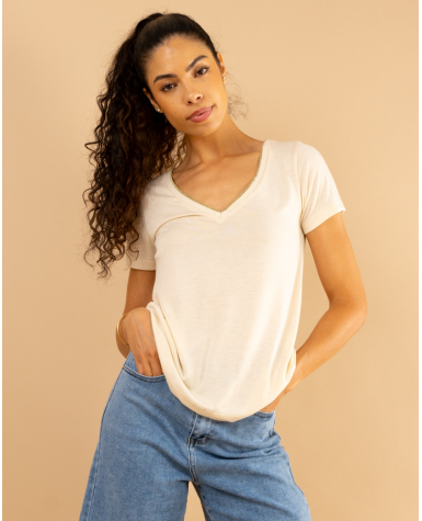T-SHIRT COL LUREX