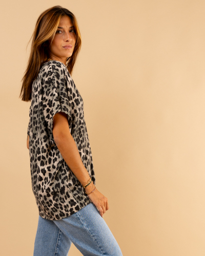 T-Shirt léo col lurex