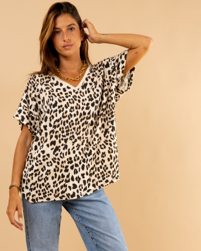 T-Shirt léo col lurex