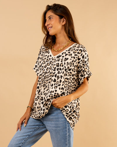 T-Shirt léo col lurex