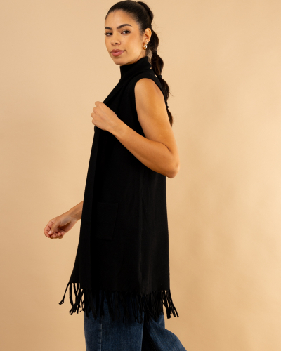 Gilet franges sans manches