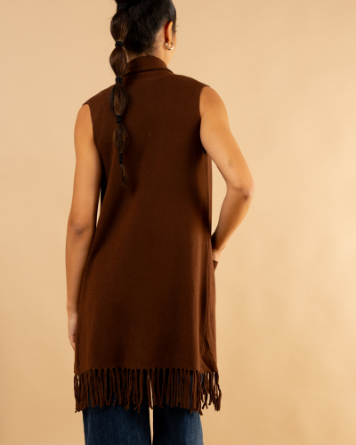 Gilet franges sans manches