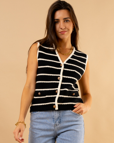 Gilet rayures sans manches