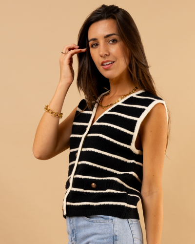 Gilet rayures sans manches