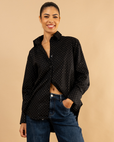 Chemise unie strass