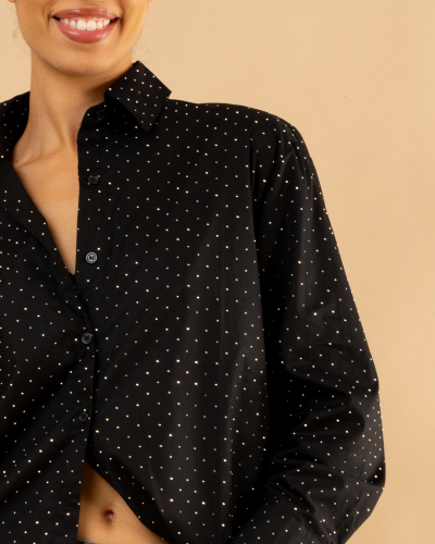 Chemise unie strass