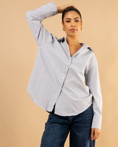 Chemise rayée strass