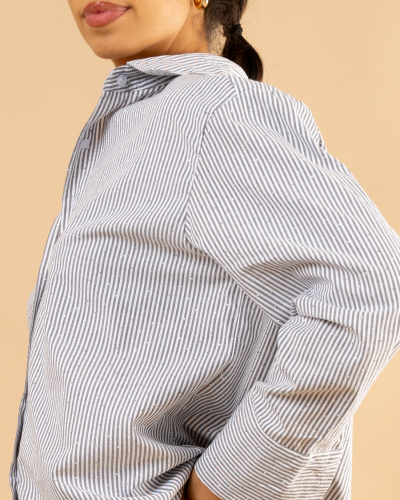 Chemise rayée strass