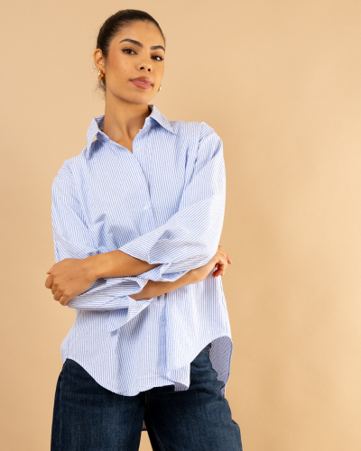 Chemise rayée strass