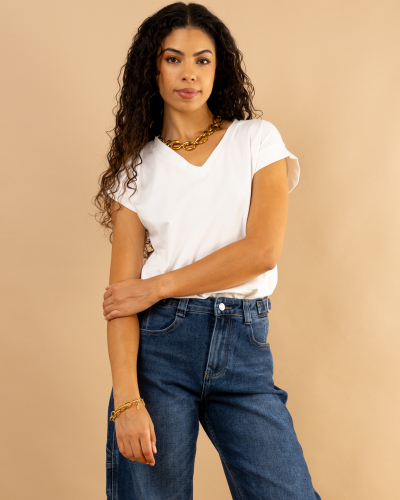 T-shirt col en v