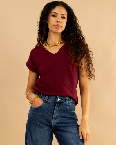 T-shirt col en v