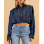 Chemise courte brut strass