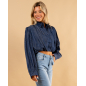 Chemise courte brut strass