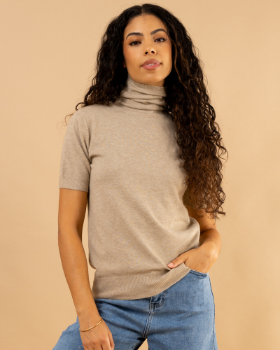 Pull manches courtes col roulé