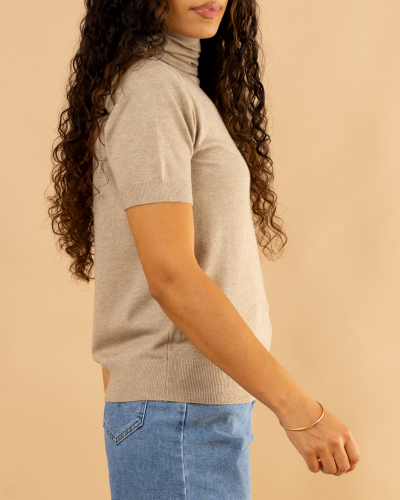 Pull manches courtes col roulé