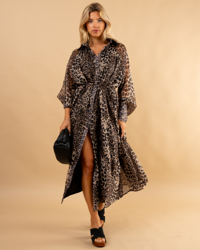 Robe longue imprimée léopard