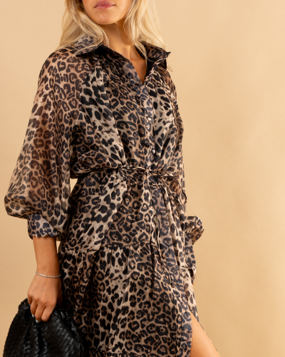 Robe longue imprimée léopard