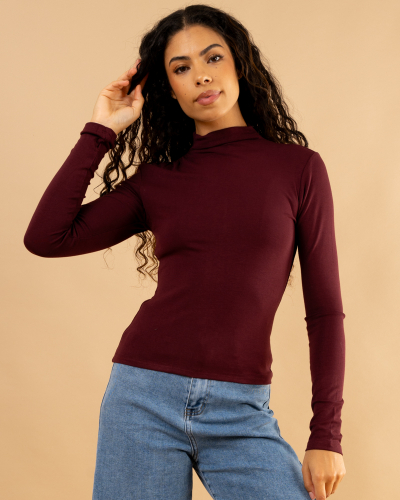 T-shirt col montant manches longues