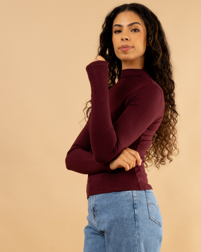 T-shirt col montant manches longues