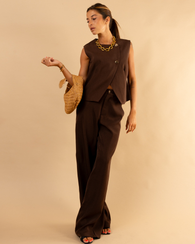 Pantalon bouton doré