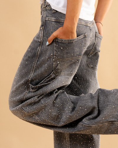 Jean ballon baggy strass