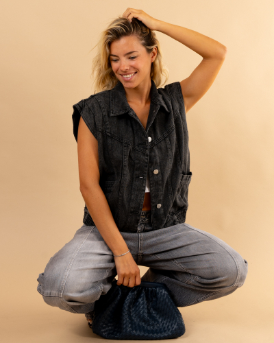 Veste gilet sans manches jean